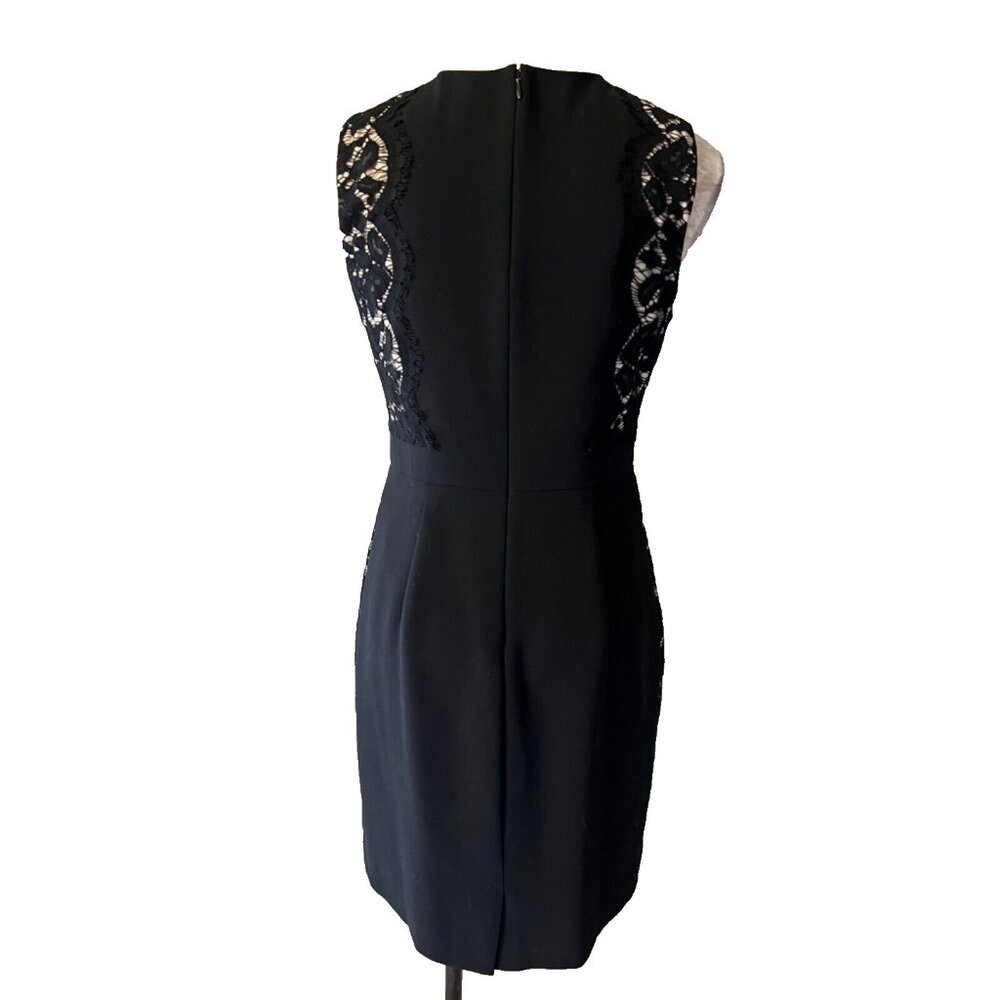 J Crew Sheath Dress 6 Black Lace Panel Trim Stretch Career Church Sleeveless - Picture 3 of 10